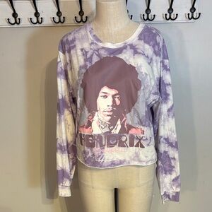 Graphic Purple Tie-Dye Women's Long Sleeve croppped Tee hendrix